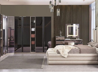 Luxus Schlafzimmer Set 6tlg Moderner Stil Holzmöbel Bett Schminktisch Set